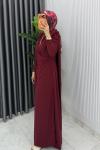 Bordo Alya Tasarım Elbise Tesettür Giyim