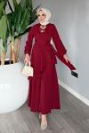 Bordo Cevher Pantolon Takım Tesettür Giyim
