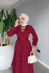 Bordo Cevher Pantolon Takım Tesettür Giyim