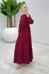 Bordo Dantelli Elbise Tesettür Giyim