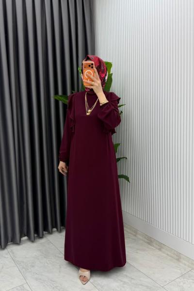 Bordo Eylül Elbise Premıum Tesettür Giyim