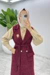 Bordo Fidan Channel Yelek Broş Hediyeli