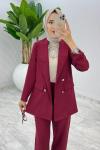 Bordo Moda Ceket Takım Tesettür Giyim