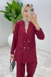 Bordo Moda Ceket Takım Tesettür Giyim