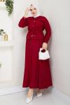 Bordo Moda Etek Takım Tesettür Giyim