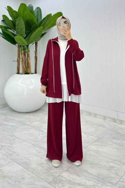 Bordo Oysho Havva Takım Tesettür Giyim