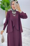 Bordo Premium Asalet Ferace Elbise Tesettür Giyim