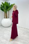 Bordo Premium Asiye Triko Etek Takım