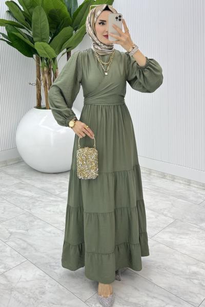 Haki Premıum Leha Elbise Tesettür Giyim