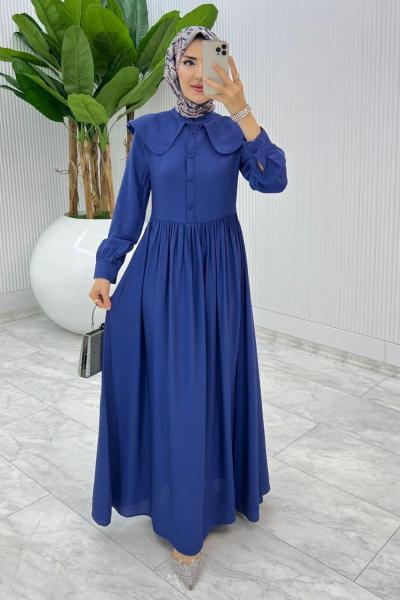 İndigo Premium Bebe Yaka Elbise Tesettür Giyim