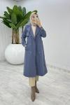İndigo Premium Astarlı Eylem Trench Tesettür Giyim