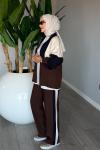 Kahve Başak Takım Genç Kadın Fermuarlı Spor Premium Seri Modal Kumaş Tesettür Giyim