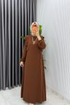 Kahve Eylül Elbise Premıum Tesettür Giyim