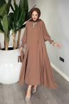 Kahve Meşk Abaya Takım Tesettür Giyim