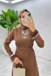 Kahve Mosso Abiye Elbise Tesettür Giyim