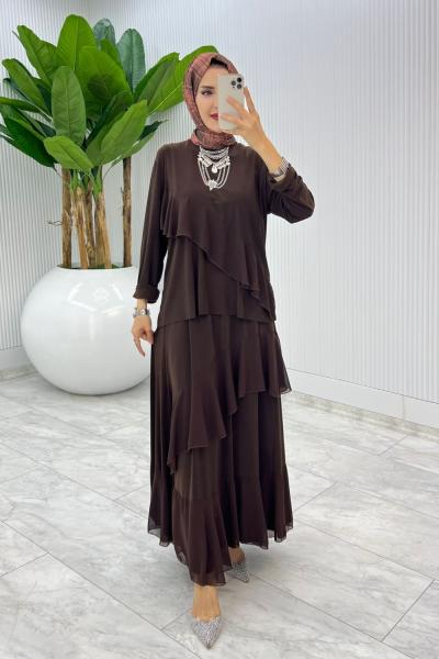 Kahve Nona Takım Tesettür Giyim