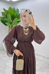Kahve Premium Manolya Elbise Tesettür Giyim