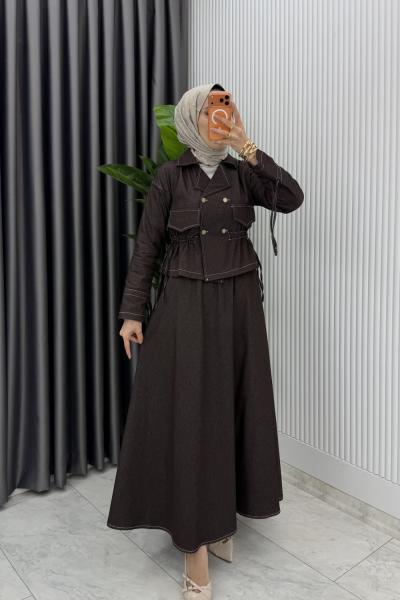 Kahve Premium Kot Takım Tesettür Giyim