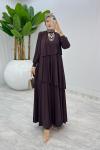 Kahve Premium Diva Elbise Tesettür Giyim