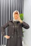 Kahve Premium Eda Kot Jile Ceket Takım Tesettür Giyim