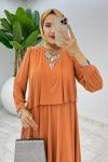 Kiremit Premium Diva Elbise Tesettür Giyim