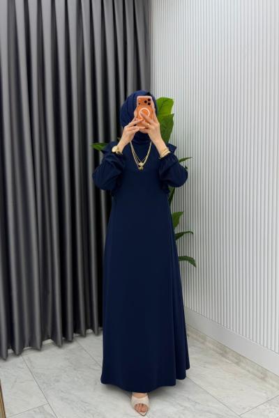 Lacivert  Eylül Elbise Premıum Tesettür Giyim