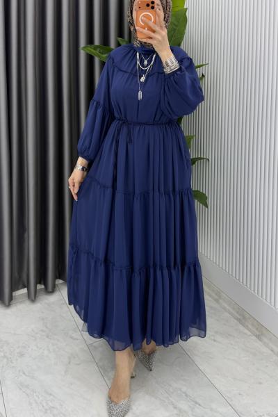 Lacivert  Güzide Elbise Tesettür Giyim