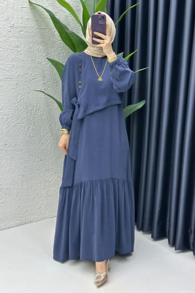 Lacivert Aycan Elbise Tesettür Giyim