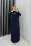 Lacivert Alya Tasarım Elbise Tesettür Giyim