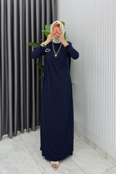 Lacivert Alya Tasarım Elbise Tesettür Giyim