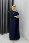 Lacivert Alya Tasarım Elbise Tesettür Giyim