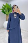 Lacivert Mavi Premium Paris Elbise Tesettür Giyim
