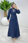 Lacivert Mavi Premium Paris Elbise Tesettür Giyim