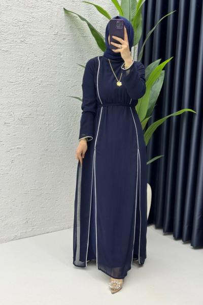Lacivert Premium İkili Şifon Takım Tesettür Giyim