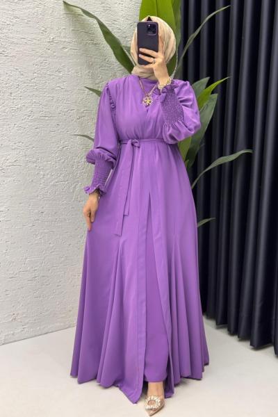 Lila Mihra Abaya Takım Tesettür Giyim