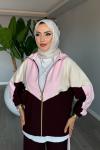 Mürdüm Başak Takım Genç Kadın Fermuarlı Spor Premium Seri Modal Kumaş Tesettür Giyim