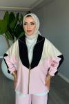 Pembe Başak Takım Genç Kadın Fermuarlı Spor Premium Seri Modal Kumaş Tesettür Giyim