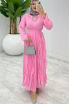 Pembe Premium Manolya Elbise Tesettür Giyim