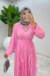 Pembe Premium Manolya Elbise Tesettür Giyim