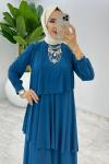 Petrol Premium Diva Elbise Tesettür Giyim