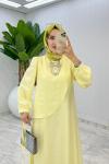 Sarı Mavi Premium Paris Elbise Tesettür Giyim