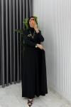 Siyah Alya Tasarım Elbise Tesettür Giyim