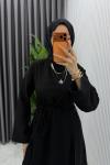 Siyah Cansu Müslin Kumaş Tesettür Takım