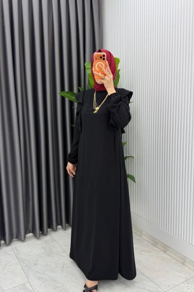 Siyah  Eylül Elbise Premıum Tesettür Giyim