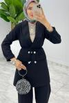 Siyah Moda Ceket Takım Tesettür Giyim