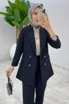 Siyah Moda Ceket Takım Tesettür Giyim
