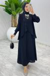 Siyah Premium Asalet Ferace Elbise Tesettür Giyim