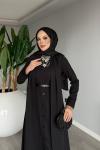 Siyah Premium Pare Elbise Ferace Tesettür Giyim