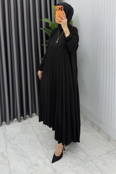 Siyah Tuğçe Triko Elbise Tesettür Giyim Premium Seri