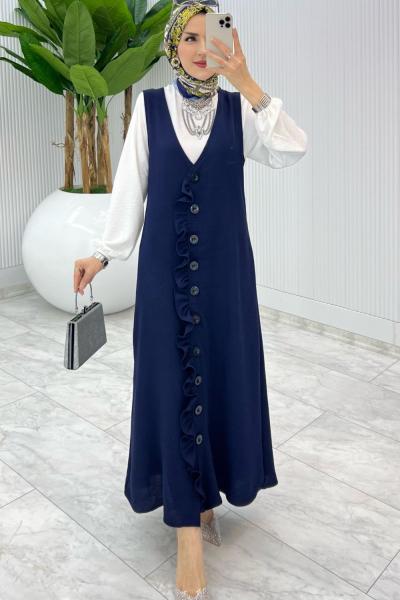Takım Lacivert Mahya Jile Takım Tesettür Giyim